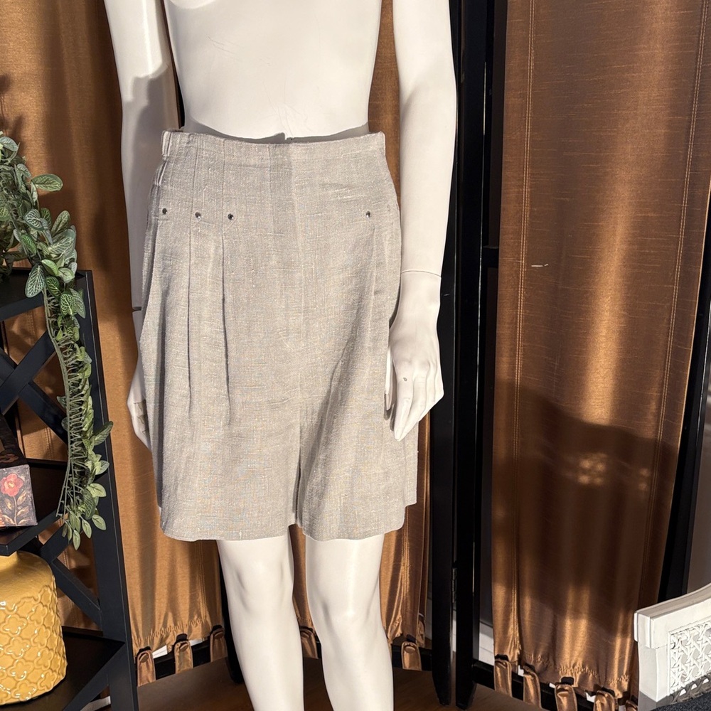 Elegant Raw Silk Tan Suit of Jacket And Shorts - Picture 6 of 7